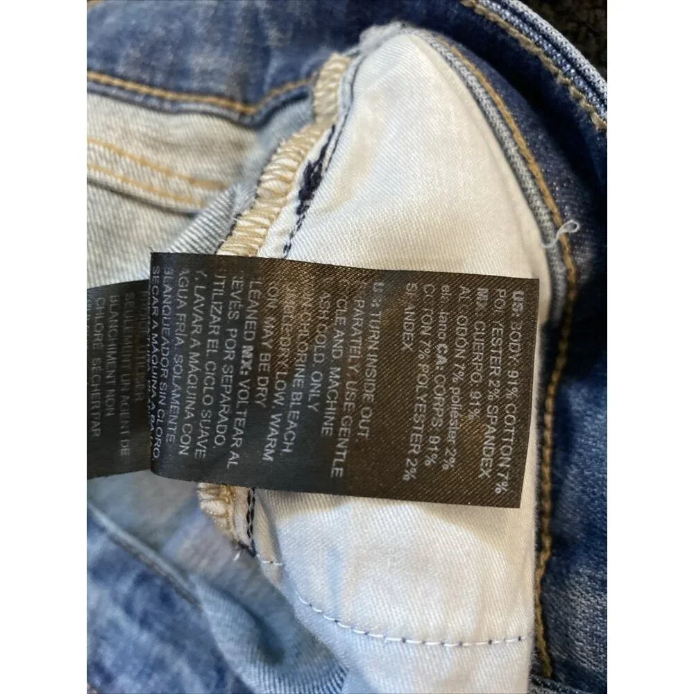 WHBM White House Jeans Womens 10 Blue Girlfriend Distressed Frayed Hem Stretch - Picture 3 of 5